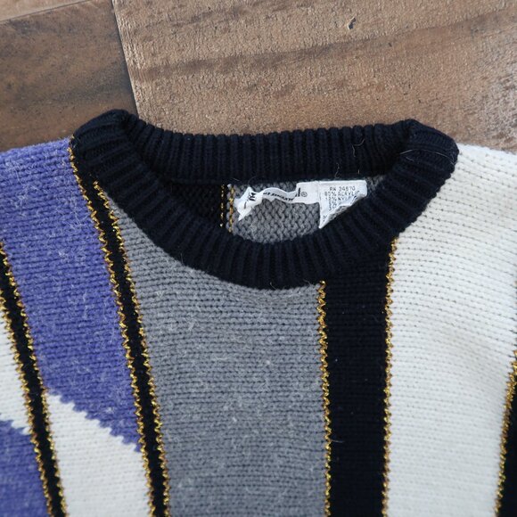 Jason Maxwell Vintage Womans Small Dolman Sleeve Metallic Stripe Sweater Retro - Picture 4 of 5
